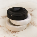 CENICERO TRÍO MINI - MÁRMOL TRAVERTINO FIORITO, NEGRO Y BLANCO