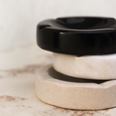 CENICERO TRÍO MINI - MÁRMOL TRAVERTINO FIORITO, NEGRO Y BLANCO