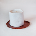 VELA CURVA CRUDA CON PLATO COPPER JADE